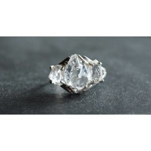 Raw Diamond Engagement Ring Unique Gemstone Sterling Silver Size 4 5 6 7…